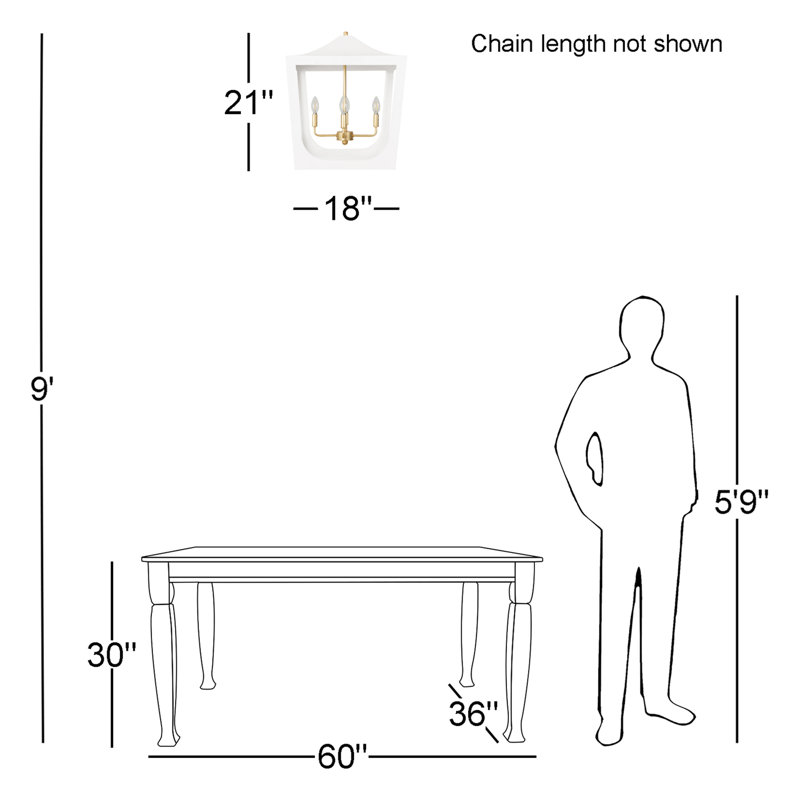 Wimble 4 - Light Lantern Square / Rectangle Chandelier, White