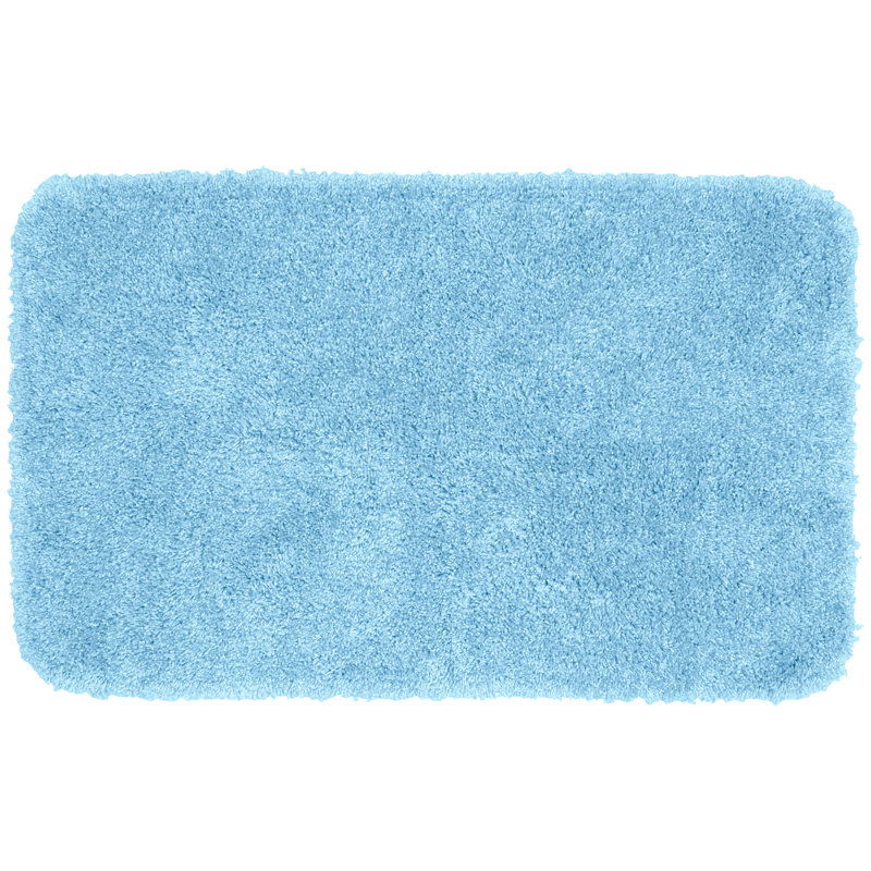 Tapis pour salle de bain en nylon Treye avec envers antidérapant, Bleu bassin, Rectangle 30 po x 50 po