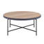 Table basse ronde en bois avec structure en métal, chêne gris vieilli