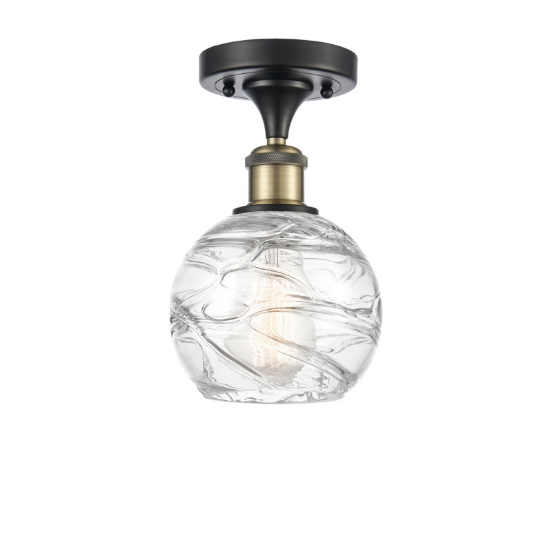 Plafonnier semi-encastré 1 lumière 8 po Anie, Ampoule non incluse, Laiton antique noir, H 11 po x l 6 po x P 6 po
