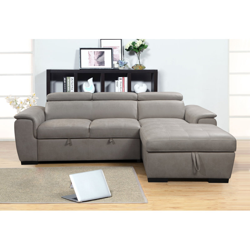 Upholstered L-Shaped Sectional Right Hand Facing, Gray 100% Polyester