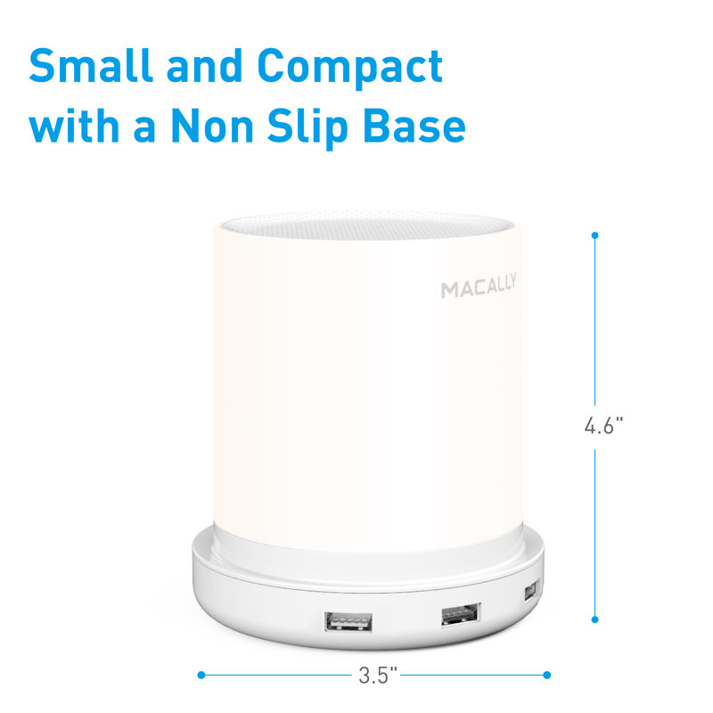 USB Lamp with 4 Fast Charging Ports and Touch Control Bedside Dimmable Nightstand Night Light