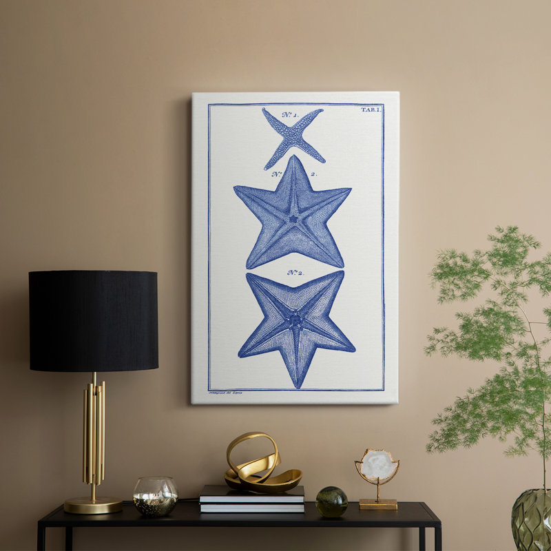 Étoiles de mer bleues II - Cavas enveloppés de galerie, H 27 po x l 18 po