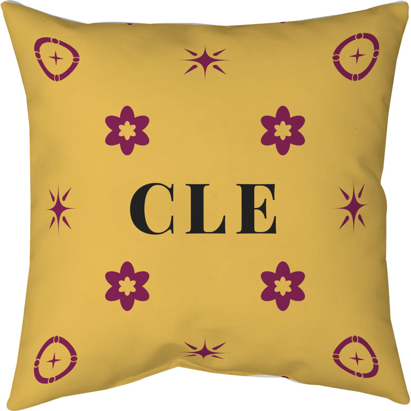 Oreiller Cleveland Basketball, H 14 po x l 14 po, Vin / or