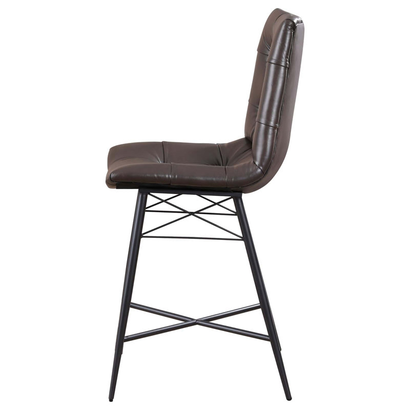 Tabourets de comptoir gris capitonnés (ensemble de 2), Brun