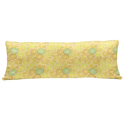 Ambesonne Yellow Fluffy Body Pillow Case Cover With Zipper, Lemon Orange Lime Fruit Citrus Round Cut Circles Big And Small Pattern, Accent Long Pillow -  wellbody_21883_50x140