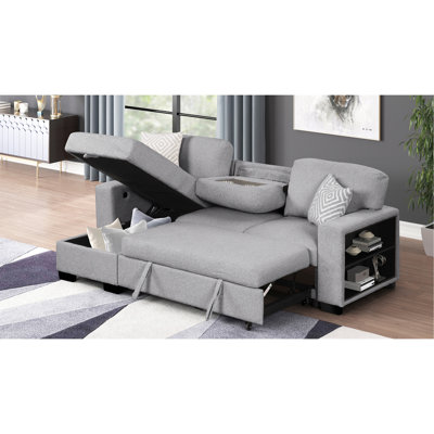 Pinto Modern Style Sectional Sofa Made With Wood And Velvet Material In Gray