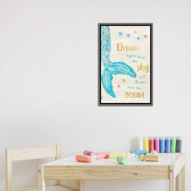 Art de rêve sirène, H 26 po x l 18 po x P 1,5 po, Toile encadrée de bois rustique foncé