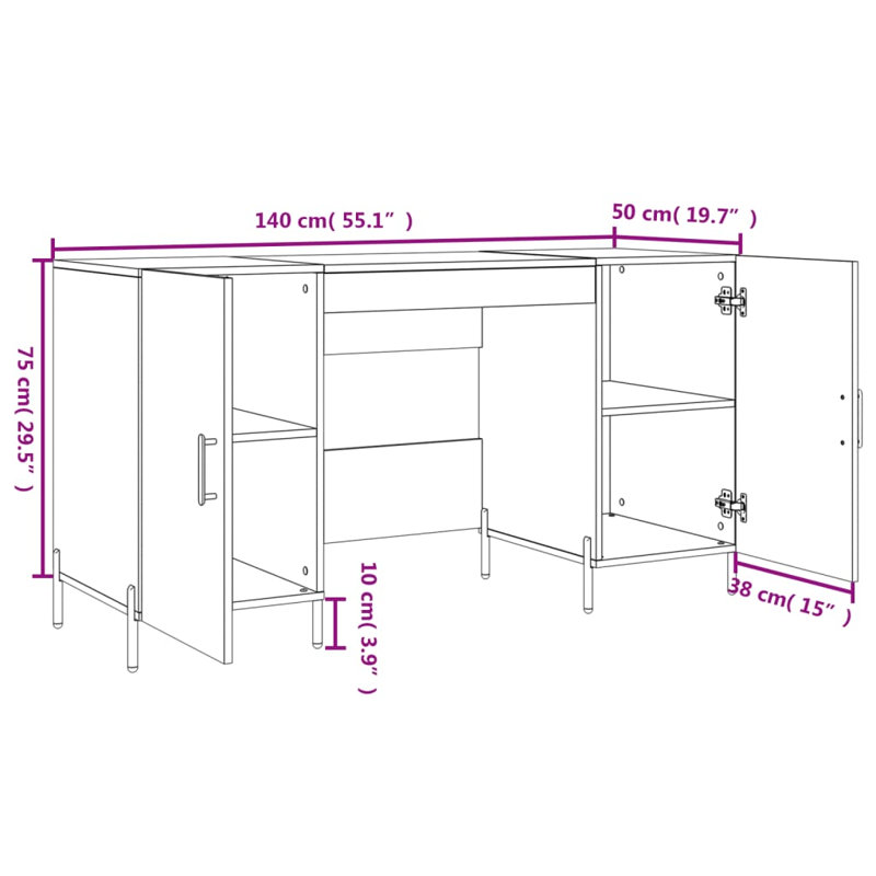 Bowerville Metal Base Writing Desk, High Gloss White