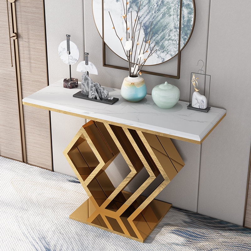 Console moderne en pierre frittée minimaliste., Blanc, H 31,5 po x l 59 po x P 11,8 po