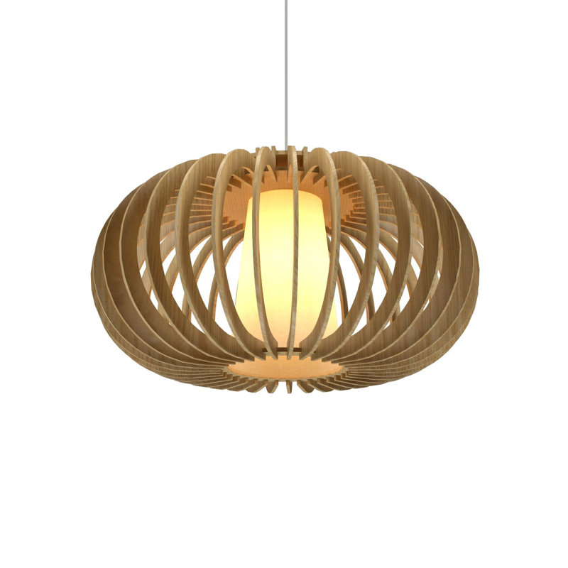 Imbuia Wood Geometric LED Pendant Light