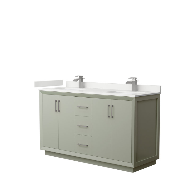 Strada 60'' W Double Vanity, Light Green, WDX13382, Matte Black