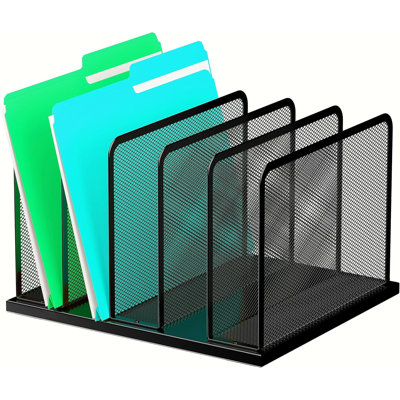Desk File Organizer 5 Sections Upright Mesh Desktop Organizer File Sorter