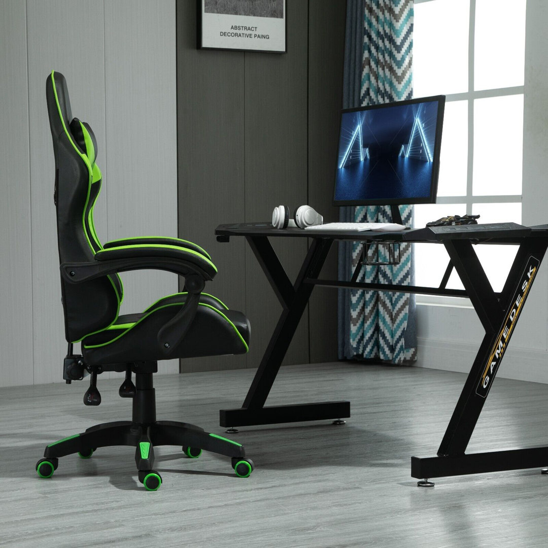 Inbox Zero Adjustable Reclining Ergonomic Faux Leather Swiveling PC & Racing Game Chair