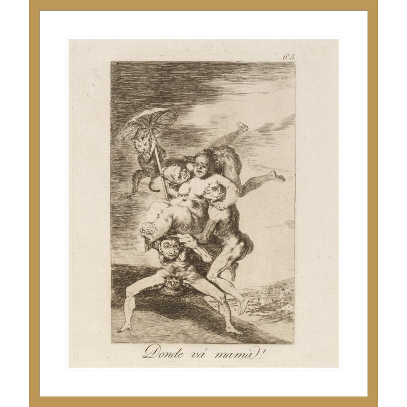 (Où va la mère?) Par Francisco de Goya - Estampe numérique encadrée, H 39,09 po x l 33,5 po