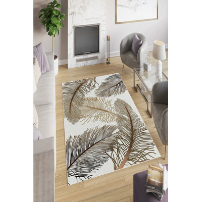Eco-Friendly Hall Carpet, 3.3 x 4.9 Feet, 100% Polyester | Antibacterial, Non-Slip PVC Dot Underside, 650 Gr/m² | Machine Washable, Digital Printed Design, Pile Height: 0.2 Inches | Elegant White Color for Home Décor