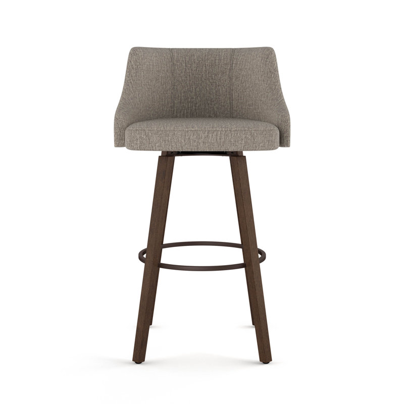 Abasi-Ima Swivel Counter & Bar Stool, Bar Stool (30.88" Seat Height), Beige and Brown Polyester / Brown Frame