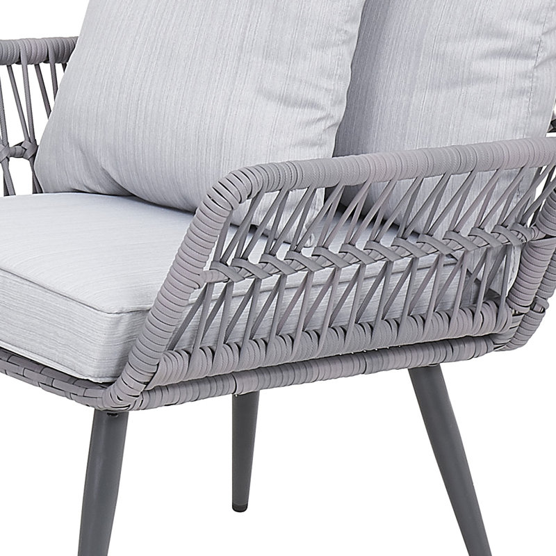 Ensemble de conversation pour 4 personnes avec coussins gris
