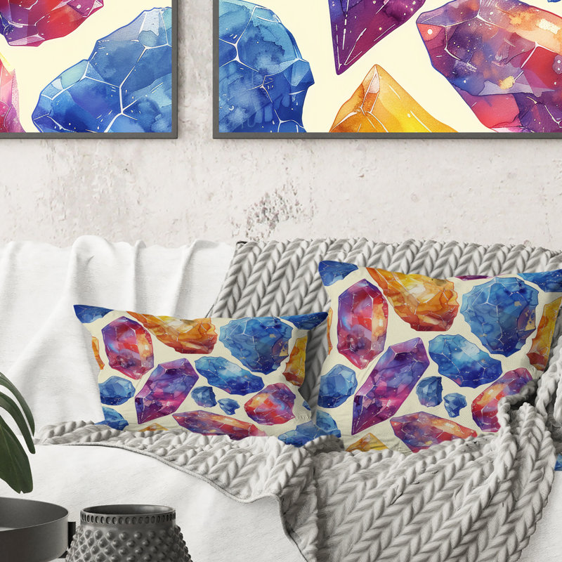 Stone Geode Crystals - Coussin Stone Geode, Bleu / mauve, H 18 po x H 18 po