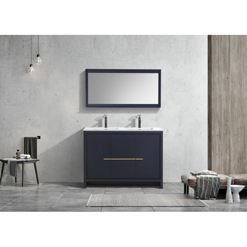 Ensemble de meuble-lavabo double 48 po Meraris, Bleu
