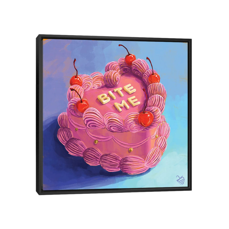 «Bite Me» en forme de cœur, reproduction d'art sur toile encadrée, 37" H x 37" W, Toile à cadre flottant sans passe-partout