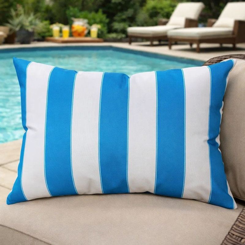 Housse de coussin Keo, Rectangulaire H 20 po x l 14 po, Bleu / blanc