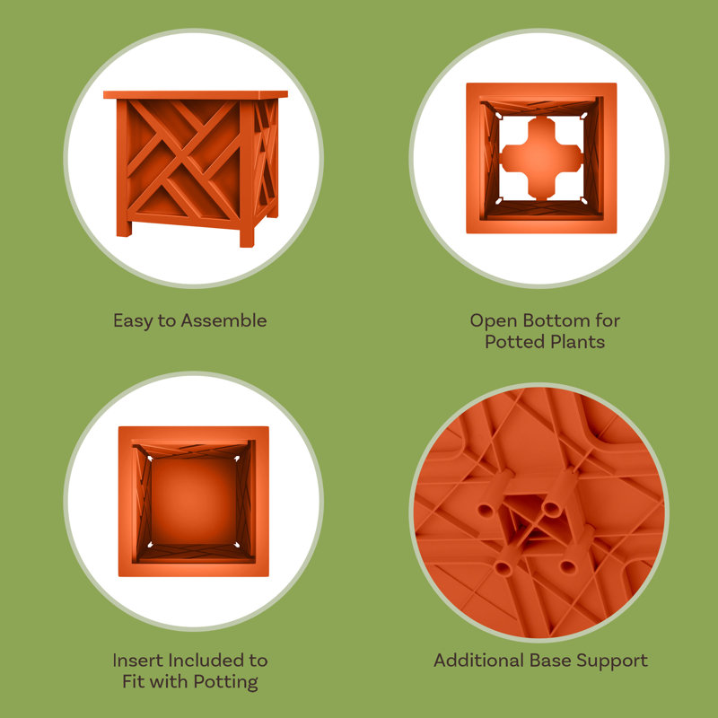  Lattice Planter Box 2-Pack, Terracotta, Tan