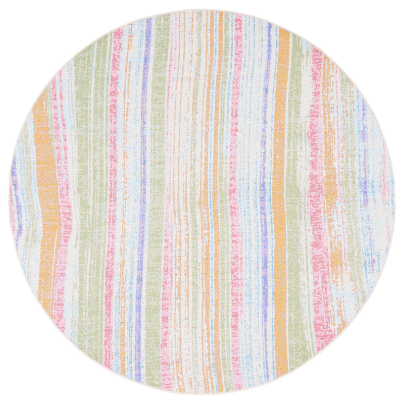 Tapis d'intérieur / extérieur à rayures Dossena Performance, Rond 6 pi 7 po
