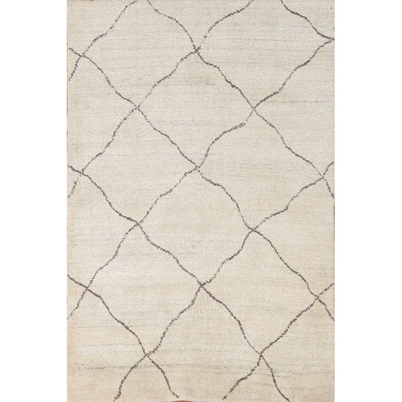 One-of-a-Kind 4'0" x 5'8" New Age Rectangle Wool Area Rug in Beige