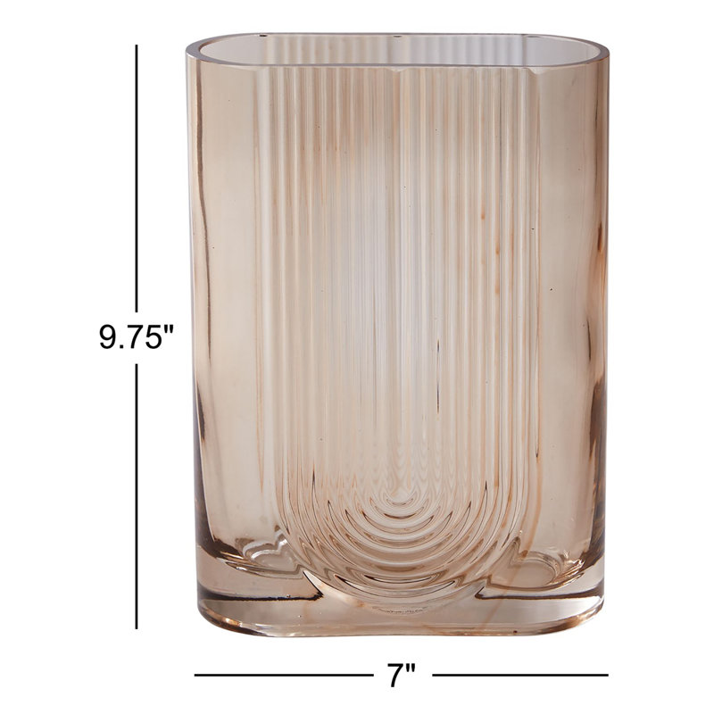 Brigida Handmade Glass Table Vase, 9.75" H x 7" W x 3" D