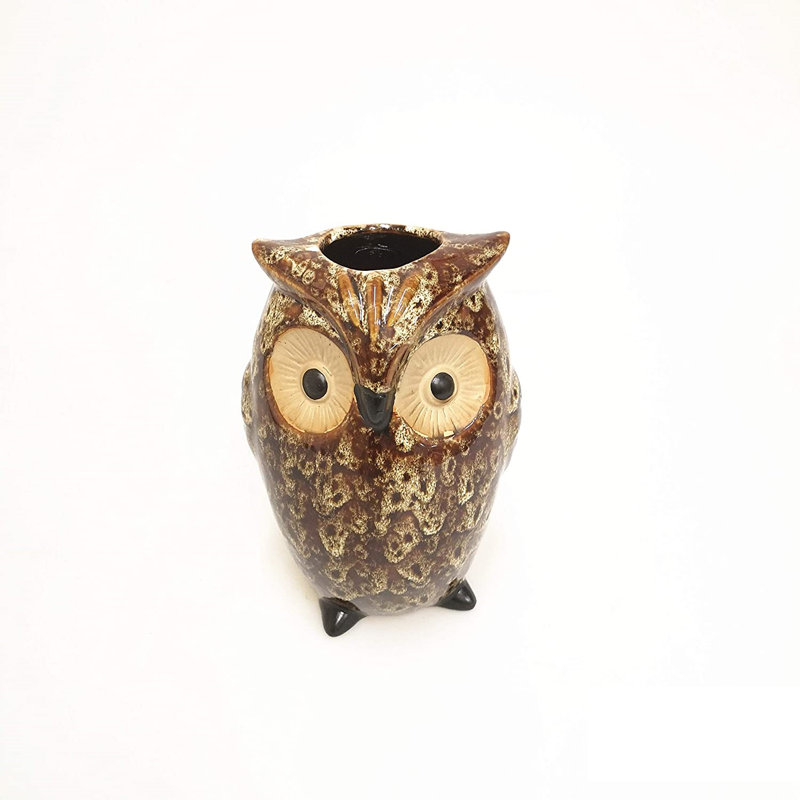 Hosley Ceramic Farmhouse Owl Vase, Ideal Gift for Floral Arrangements Weddings, House Warming, Home Office, Wonderful Accent Piece for Coffee Tables or Side Tables.