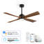 Ventilateur de plafond intelligent de 107 cm avec éclairage, 4 pales en bois massif, télécommande, style champêtre, moteur CC réversible et silencieux, idéal pour le salon et la salle à manger.-622855902