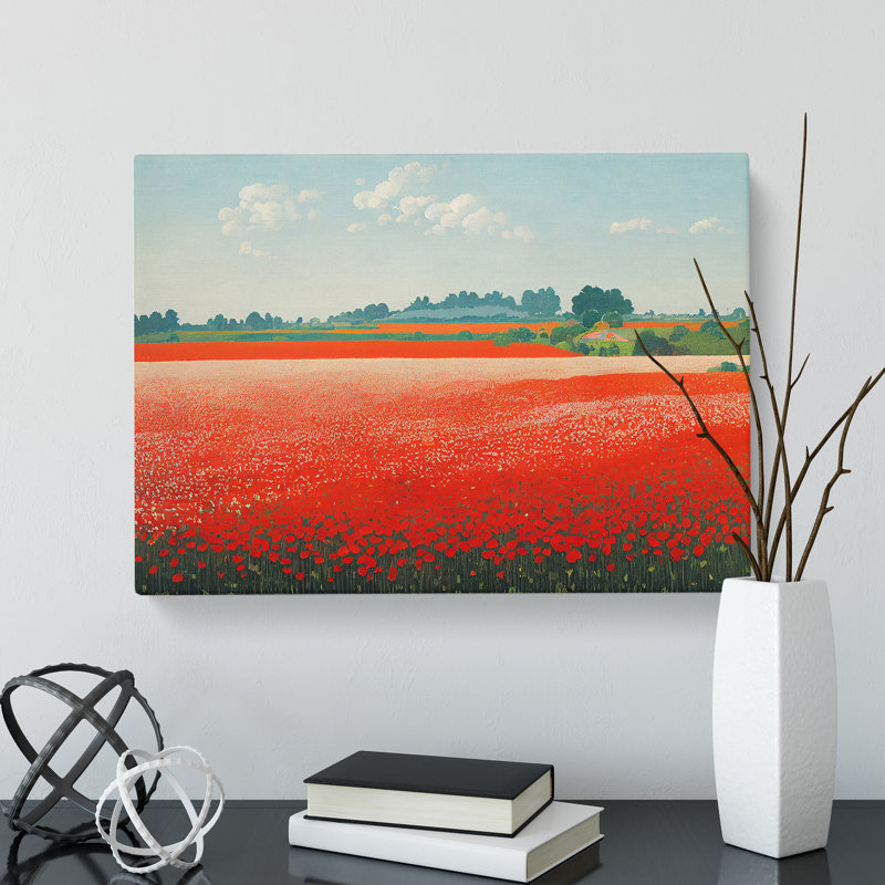 Bright Poppies Flowers - Wrapped Canvas, 35cm H x 50cm W x 3cm D