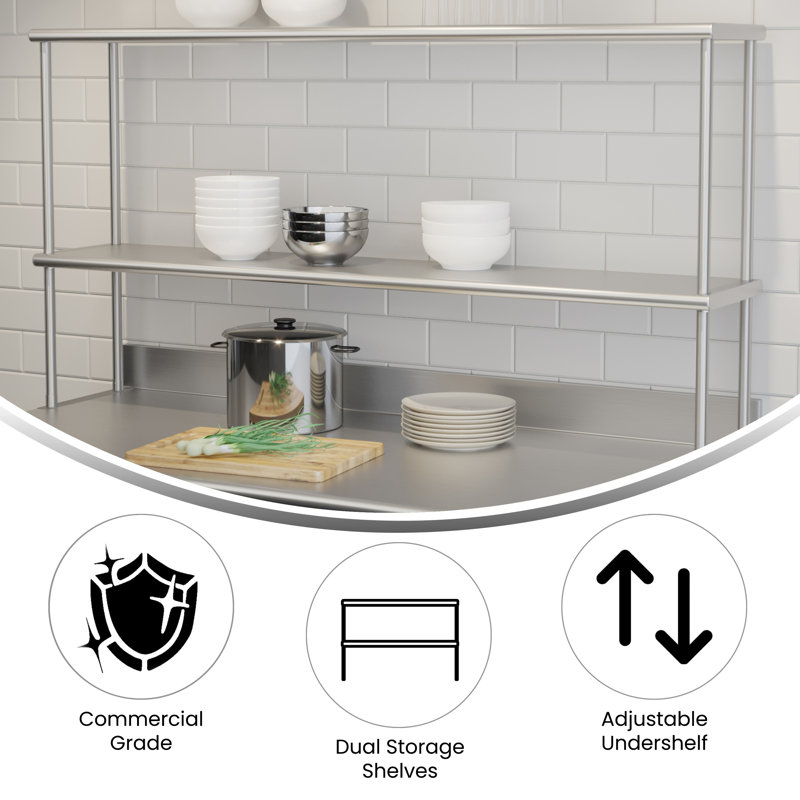 Stainless Steel 60" Double Overshelf for Kitchen Storage