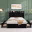 Structure de lit double / grand en velours avec tête de lit à oreilles, lattes en bois, aucun sommier requis, assemblage facile-2105023667-2105023695