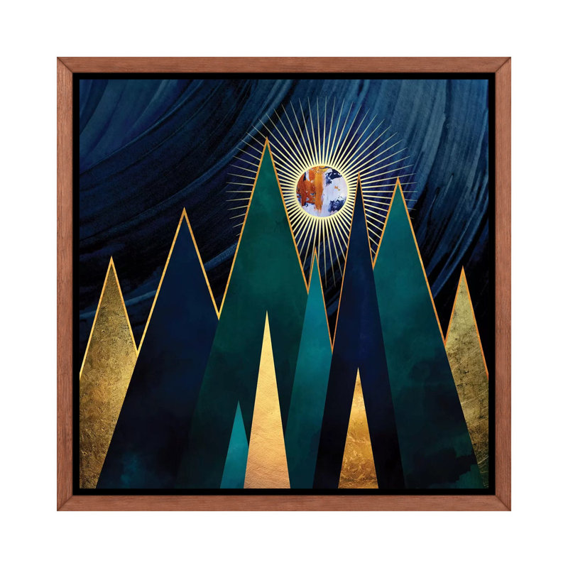 Pics métalliques - impression d'art graphique, Cadre flottant brun, H 18 po x l 18 po x 1,5 po
