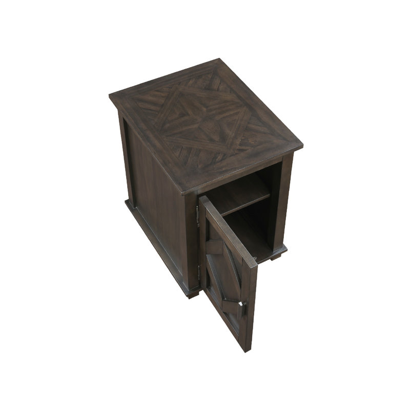 Table d'appoint Leky, 22 po, 1 armoire avec tablette réglable, brun