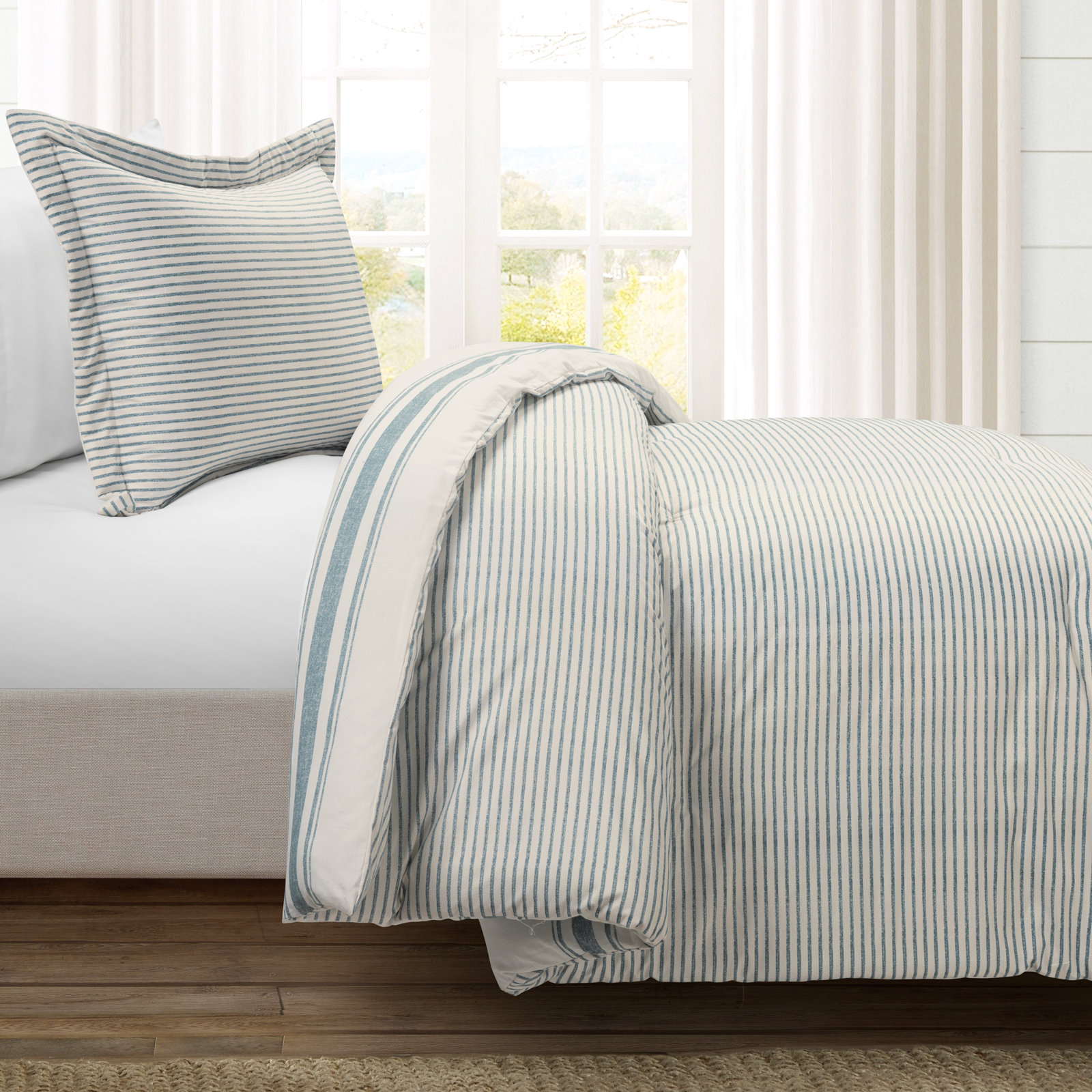 Gilroy Cotton Comforter Set, Blue, Twin-XL
