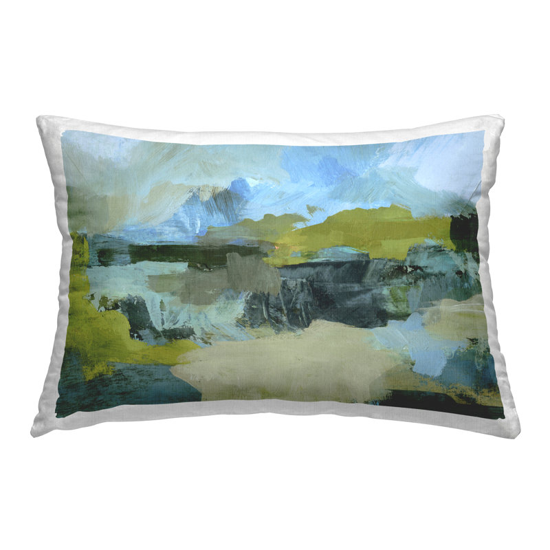 Coussin décoratif à imprimé abstrait paysage abstrait par Victoria Barnes