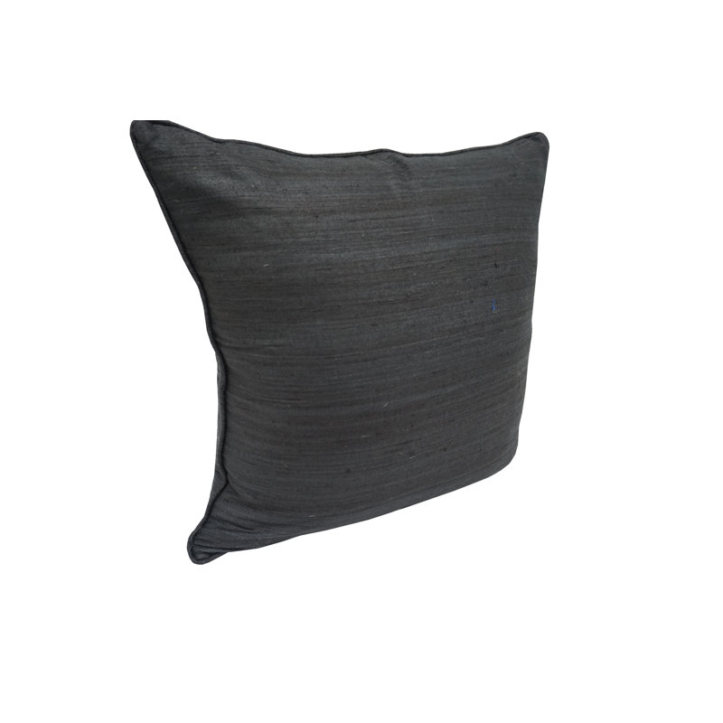 Coussin en soie brute 18 po, Noir