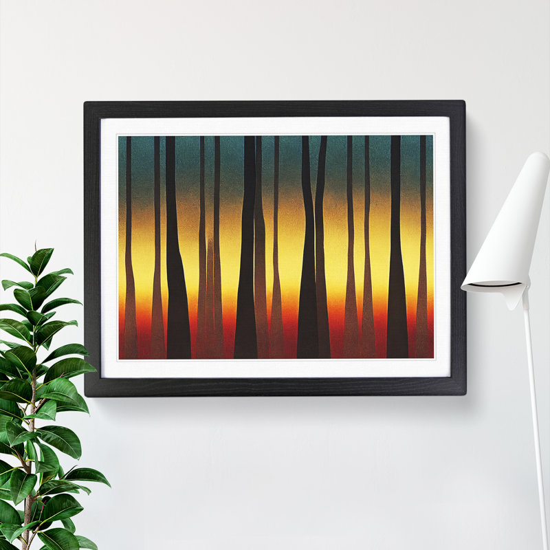 Art Deco Forest Vol.4 - Single Picture Frame Print, Black, 46cm H x 64cm W 