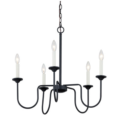 Barker 5-Light Metal Chandelier, Black