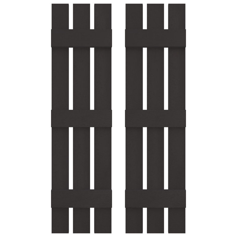 Builders Edge, paire de volets personnalisés à trois planches espacées, planche-n-lattes, Brun mousquet, 65 po