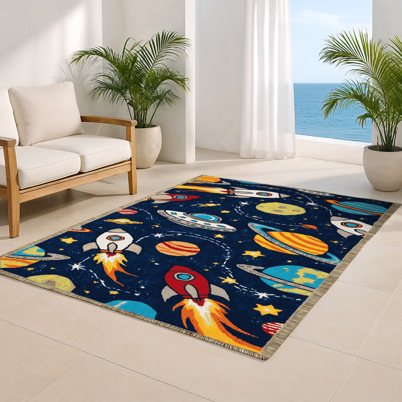 Tapis intérieur et extérieur bleu Transport, Rectangulaire 2 pi x 3 pi