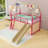 Twin Metal Loft Bed With Curtain, Slide And Ladder-1849869615