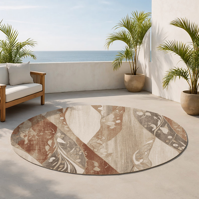 Tapis intérieur et extérieur Shimmering Crest, Rond 5 pi