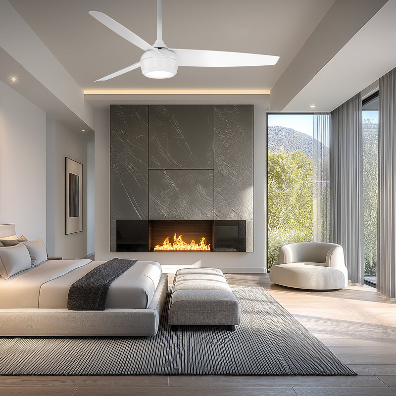 Ventilateur de plafond intelligent d'intérieur / extérieur à 3 pales Ferris avec trousse d'éclairage à DEL de température de couleur 2700K-3000K-3500K-4000K-5000K et télécommande incluse, fonctionne avec l'assistant Google, Amazon Alexa, Samsung Smart Things