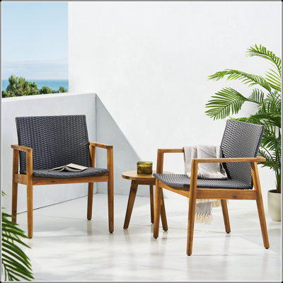 BRYAN Acacia Wood Outdoor Club Chair Set Of 2, Durable And Stylish For Patio And Garden Use