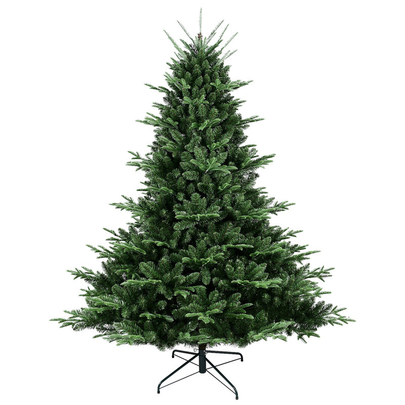 Arbre de Noël pleine forme 9 pi avec 3451 pointes - aiguilles mixtes en PE / PVC, base large pour les grands espaces, structure à charnières pour une installation facile, support en métal pour un soutien solide *