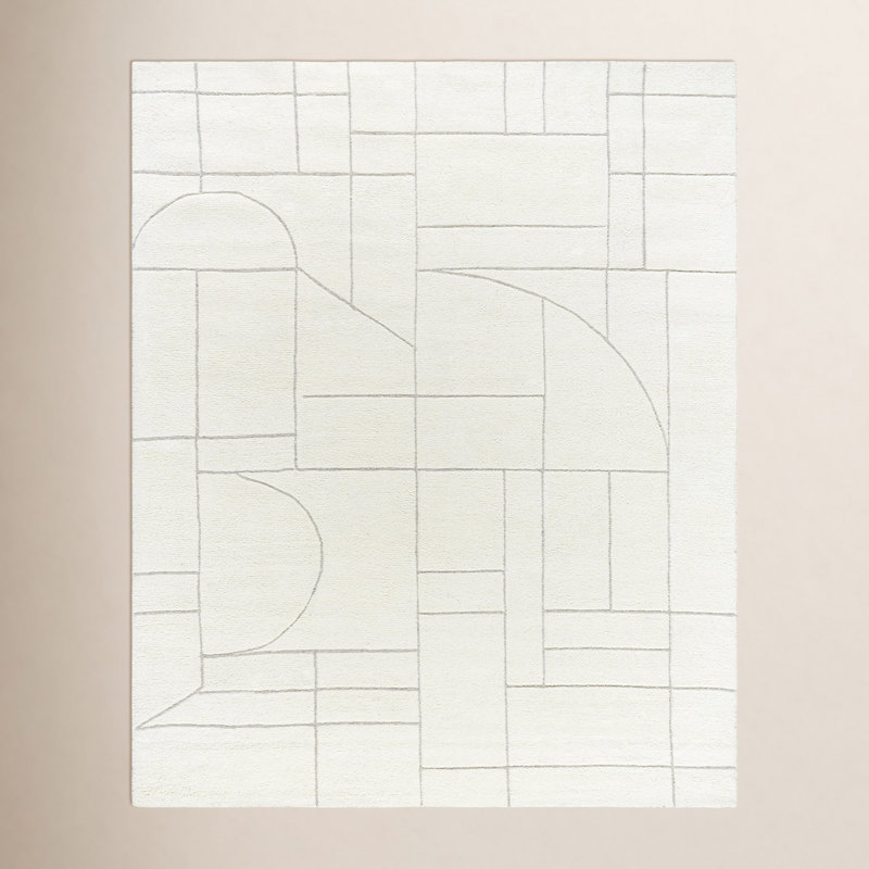 Rectangular wool rug with non-slip backing Lorette, Rectangle 8 pi x 10 pi
